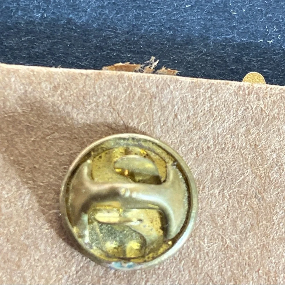 VTG Masonic Lapel Pinback Hat Pin Gold Tone US Flag Square Compass Lapel Tac Pin